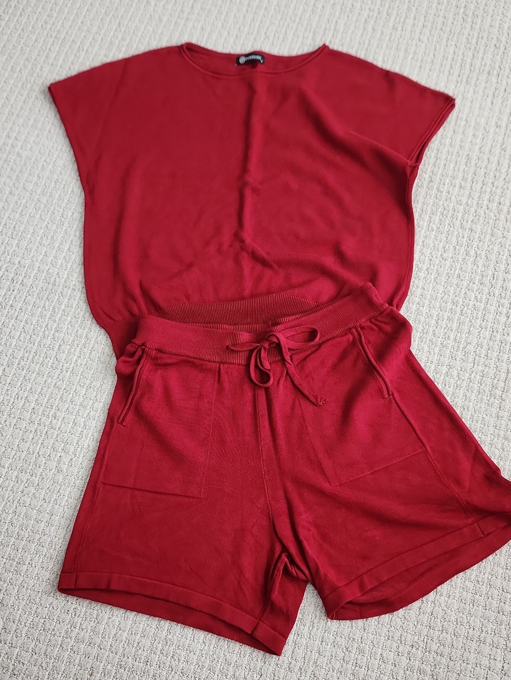 Red Knit Short Set